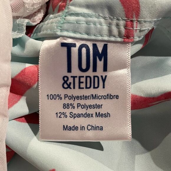 TOM & Teddy Red Parrot Print Swim Trunks Mens XL - Picture 6 of 7